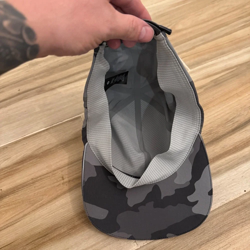 Lululemon Fast and Free Run Hat Grey Camo Adjustable Reflective Running Cap OS